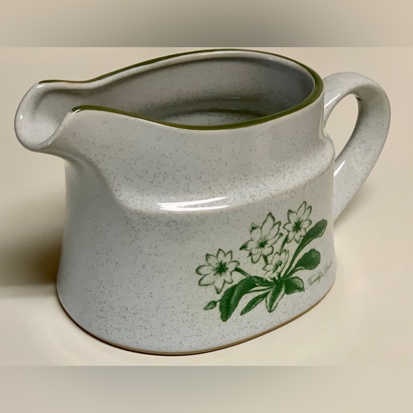 Vintage Discontinued NORITAKE Japan Stoneware Mountain Flowers Green Gravy Boat - Picture 15 of 16